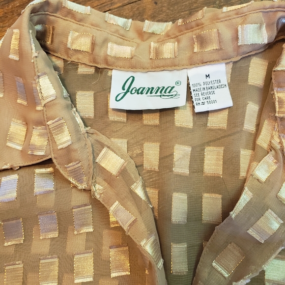 Sheer Golden Geometric Button Up Blouse - Metallic - Picture 3 of 6